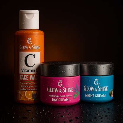 🌞🌙 Glow & Shine Ultimate Glow Combo – Face Wash + Day & Night Cream ✨🧴