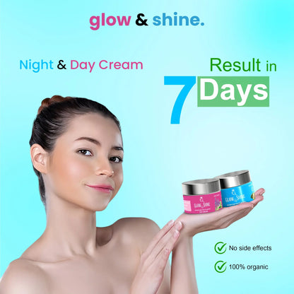 FACE WHITENING NIGHT DAY CREAM PLUS FACE WASH COMBO Glow&shine