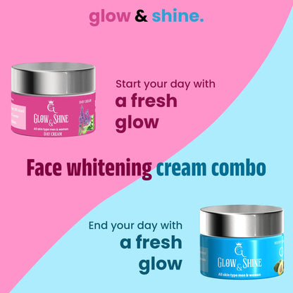 FACE WHITENING NIGHT DAY CREAM PLUS FACE WASH COMBO Glow&shine