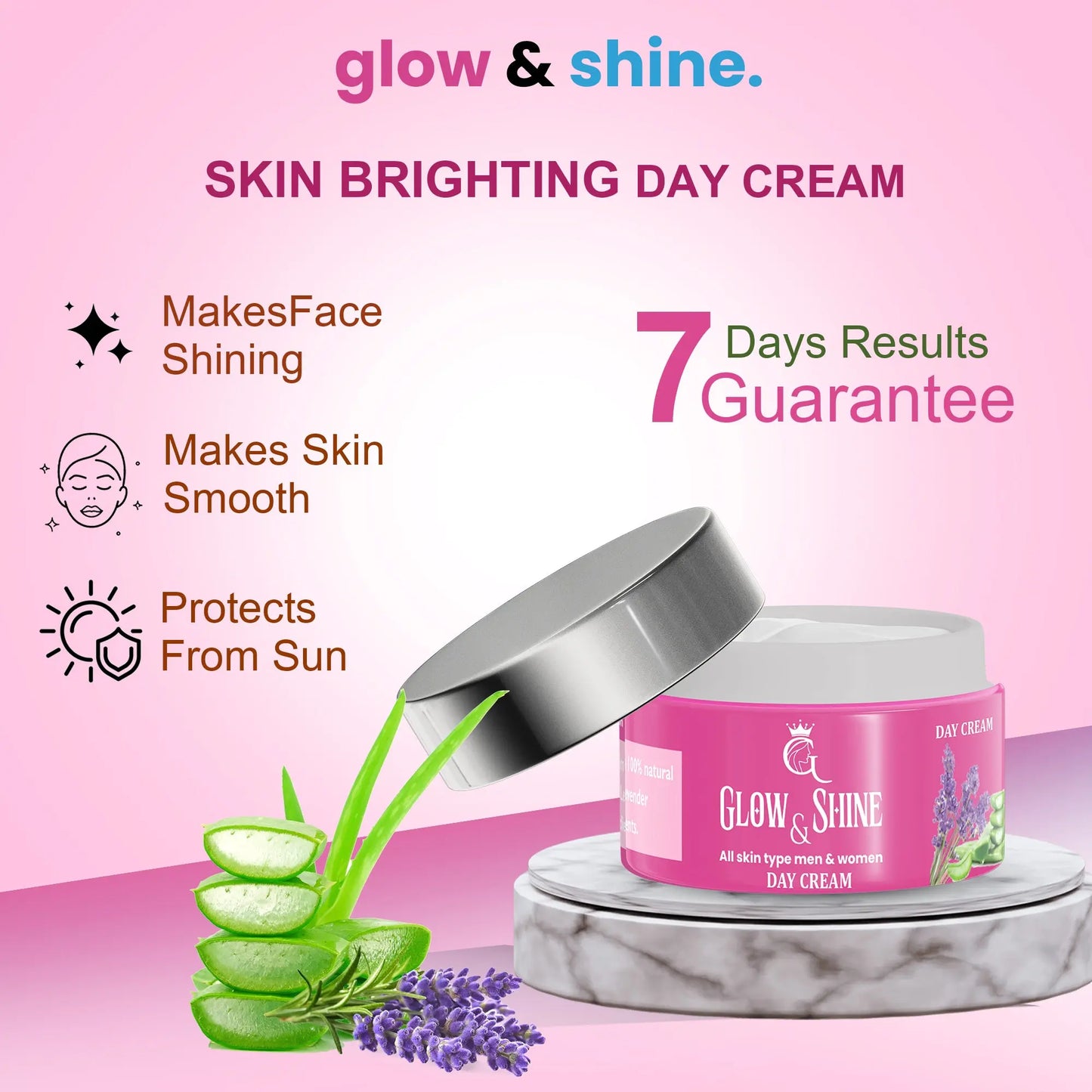 FACE WHITENING NIGHT DAY CREAM PLUS FACE WASH COMBO Glow&shine